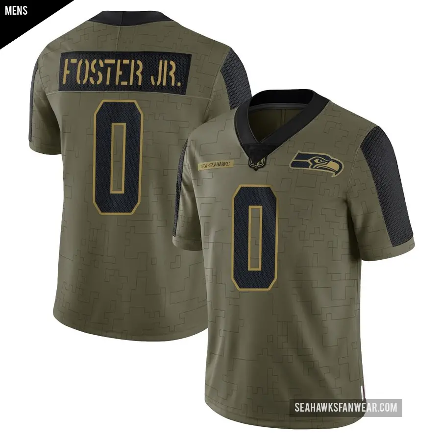 Men&#039;s Seattle Seahawks &#65283;0 Montorie Foster Jr. Olive Limited 2021 Salute To Service Jersey