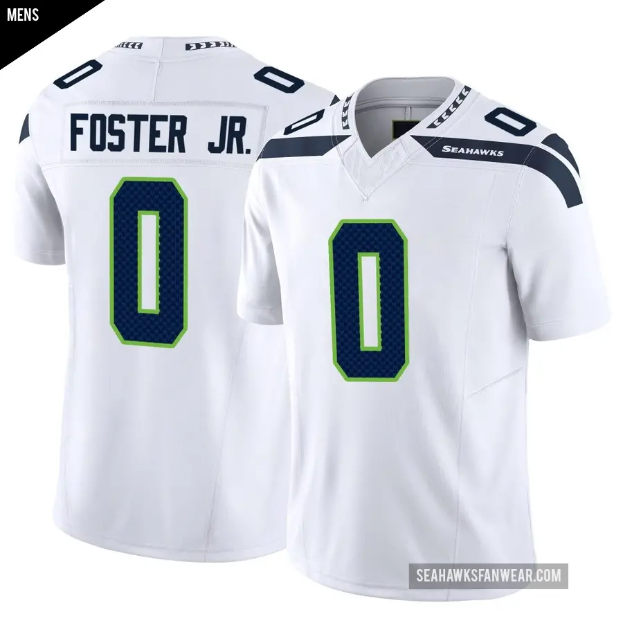Men's Seattle Seahawks ＃0 Montorie Foster Jr. White Limited Vapor F.U.S.E. Jersey