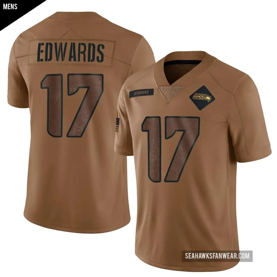 Men's Seattle Seahawks ＃17 Braylon Edwards Brown Limited 2023 Salute To Service Jersey
