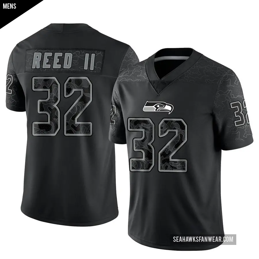 Men's Seattle Seahawks ＃32 Jerrick Reed II Black Limited Reflective Jersey
