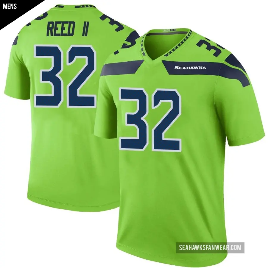 Men's Seattle Seahawks ＃32 Jerrick Reed II Green Legend Color Rush Neon Jersey