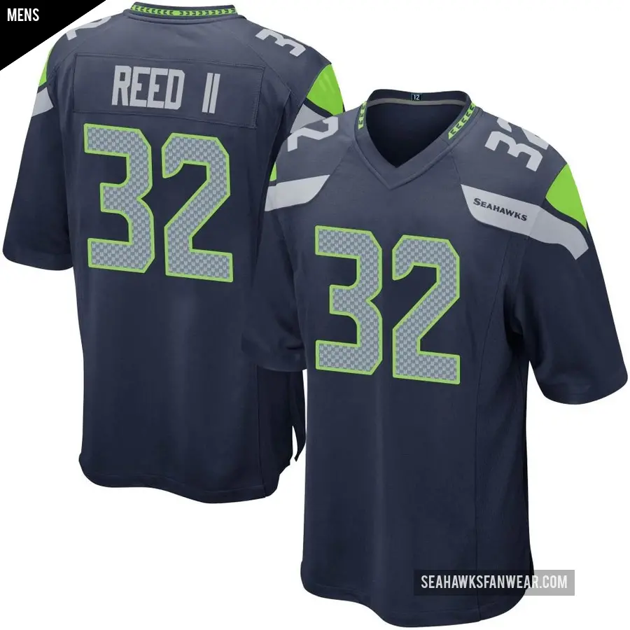 Men's Seattle Seahawks ＃32 Jerrick Reed II Navy Game Team Color Jersey