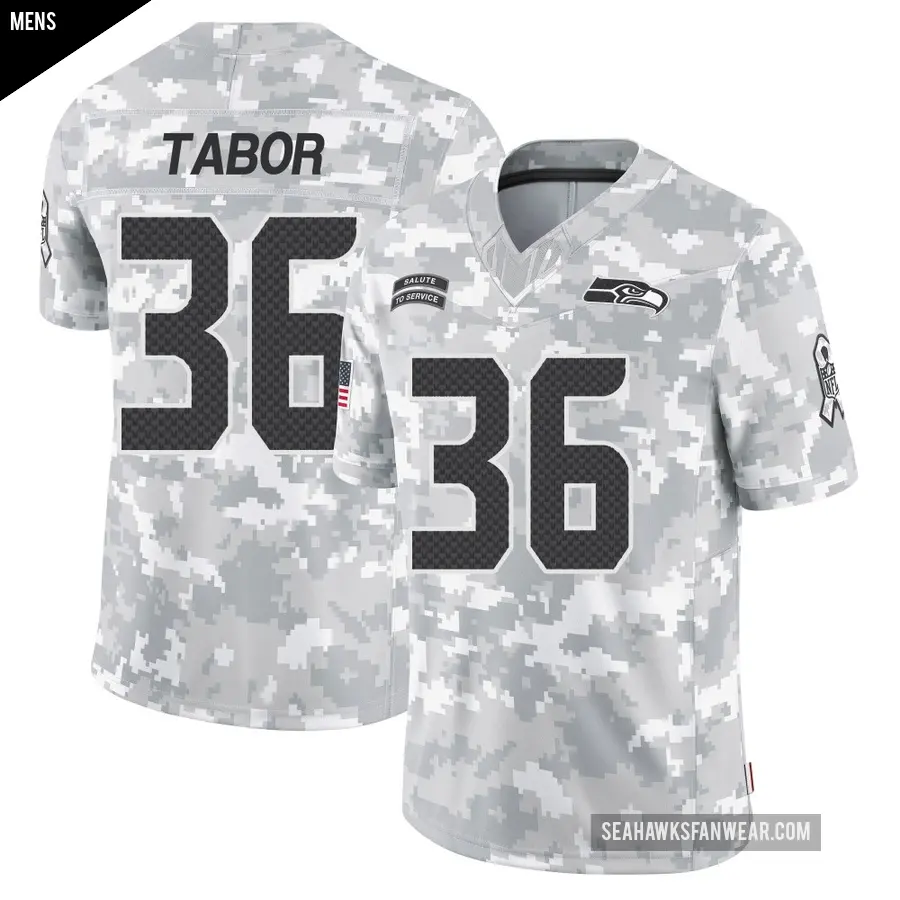 Men's Seattle Seahawks ＃36 Teez Tabor Arctic Camo Limited 2024 Salute to Service Jersey
