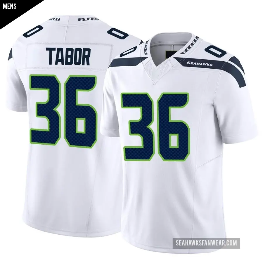 Men's Seattle Seahawks ＃36 Teez Tabor White Limited Vapor F.U.S.E. Jersey
