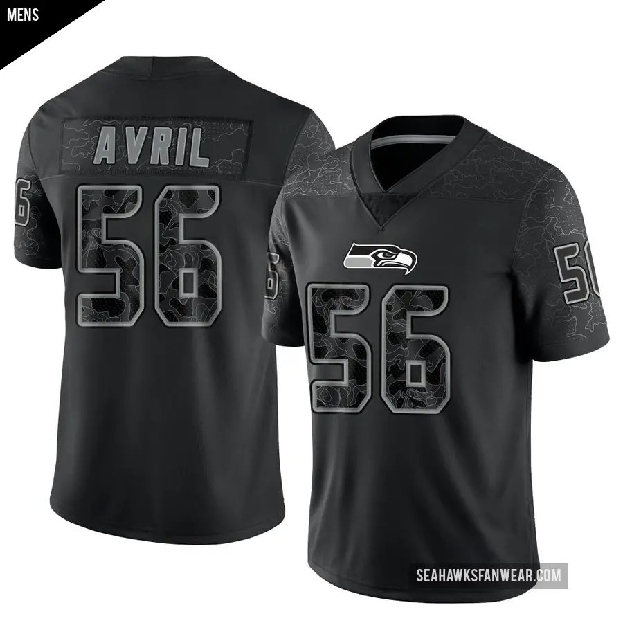 Men s Seattle Seahawks 56 Cliff Avril Black Limited Reflective Jersey Seahawks Store