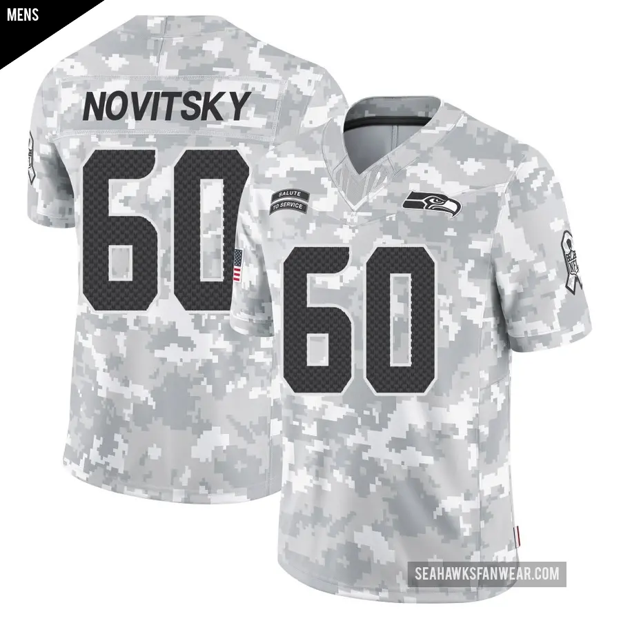 Men's Seattle Seahawks ＃60 Michael Novitsky Arctic Camo Limited 2024 Salute to Service Jersey