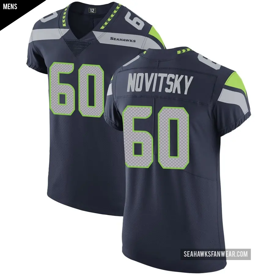 Men&#039;s Seattle Seahawks &#65283;60 Michael Novitsky Navy Elite Team Color Vapor Untouchable Jersey