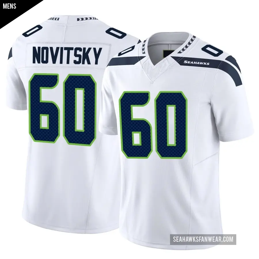Men's Seattle Seahawks ＃60 Michael Novitsky White Limited Vapor F.U.S.E. Jersey