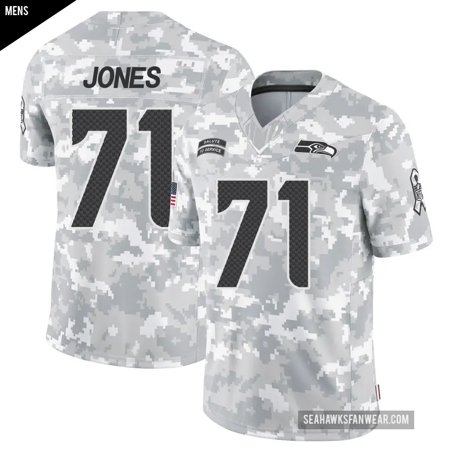 Men&#039;s Seattle Seahawks &#65283;71 Walter Jones Arctic Camo Limited 2024 Salute to Service Jersey