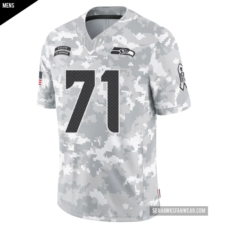 Men&#039;s Seattle Seahawks &#65283;71 Walter Jones Arctic Camo Limited 2024 Salute to Service Jersey
