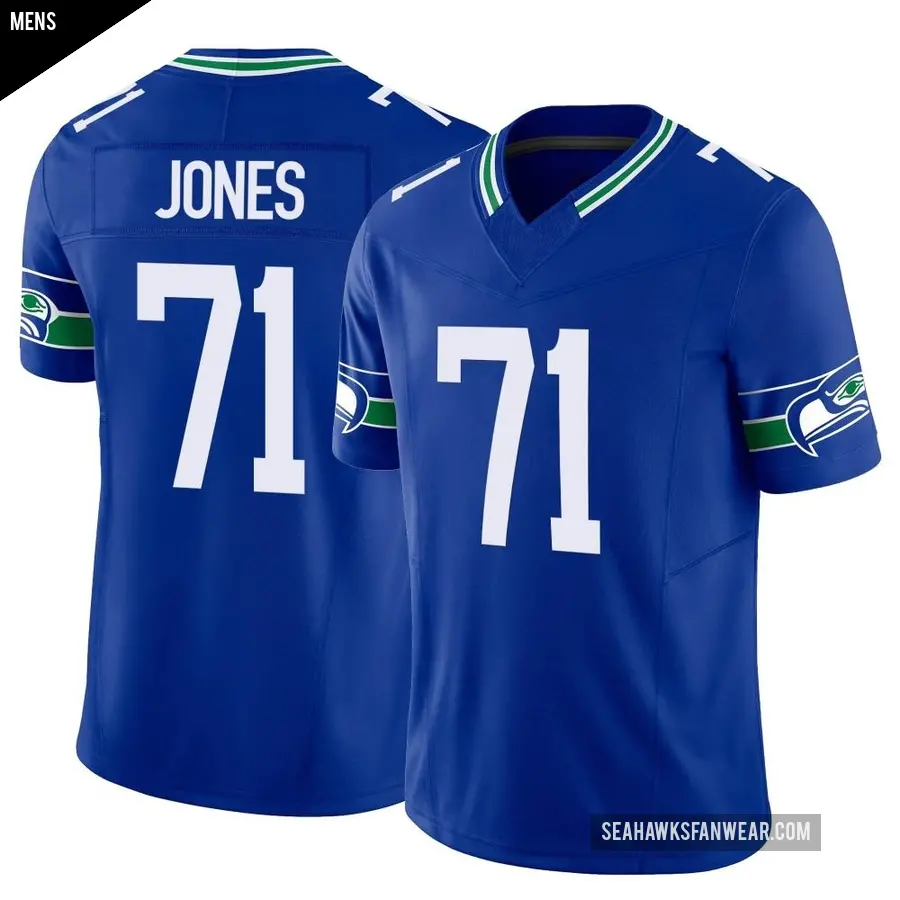 Men's Seattle Seahawks ＃71 Walter Jones Royal Limited Throwback Vapor F.U.S.E. Jersey