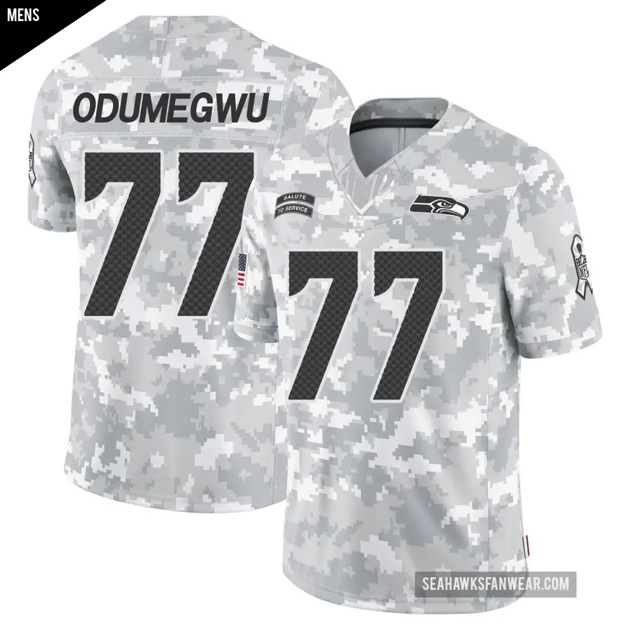 Men's Seattle Seahawks ＃77 Kenneth Odumegwu Arctic Camo Limited 2024 Salute to Service Jersey