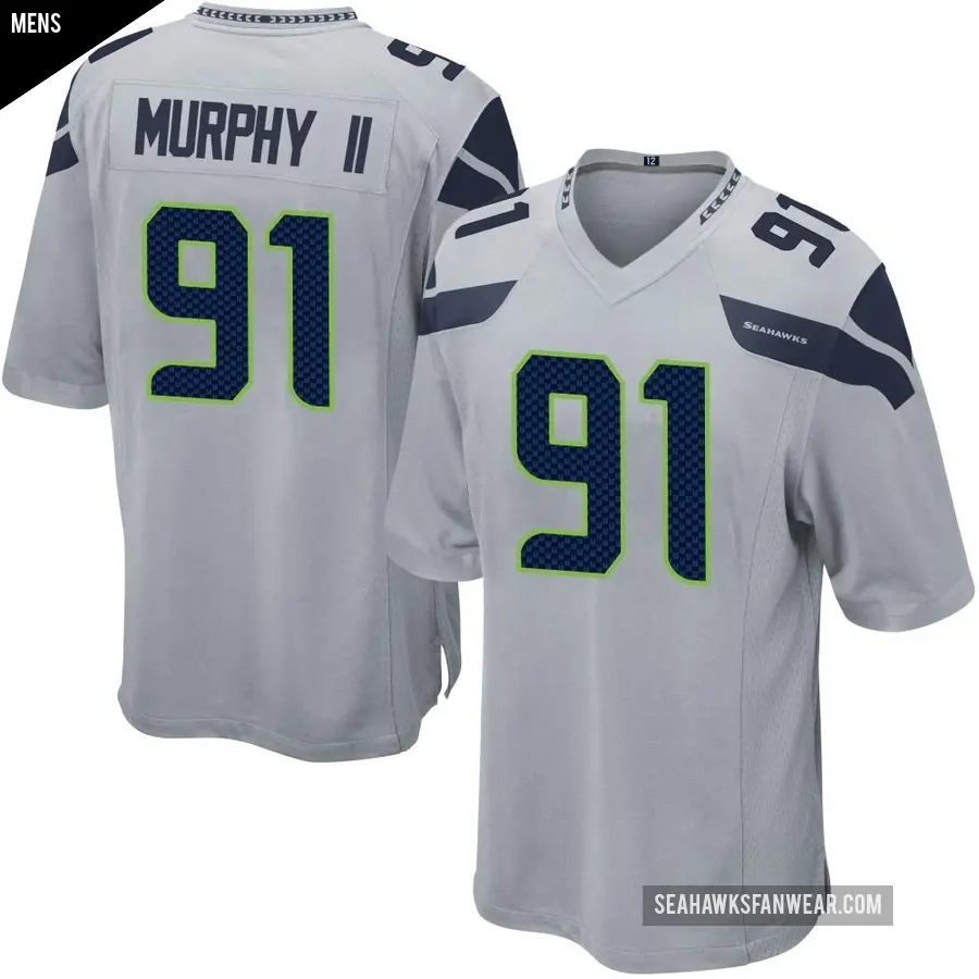 Men&#039;s Seattle Seahawks &#65283;91 Byron Murphy II Gray Game Alternate Jersey