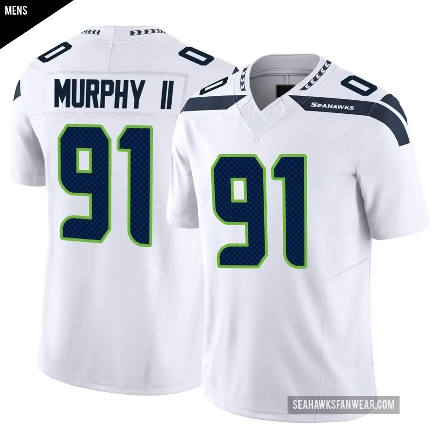 Men's Seattle Seahawks ＃91 Byron Murphy II White Limited Vapor F.U.S.E. Jersey