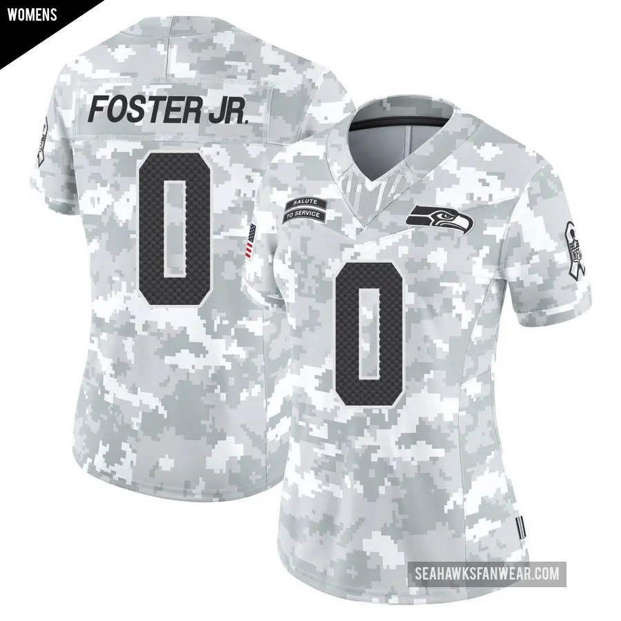 Women's Seattle Seahawks ＃0 Montorie Foster Jr. Arctic Camo Limited 2024 Salute to Service Jersey