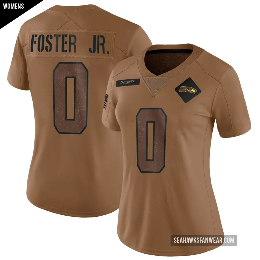 Women's Seattle Seahawks ＃0 Montorie Foster Jr. Brown Limited 2023 Salute To Service Jersey