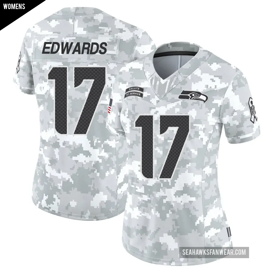 Women's Seattle Seahawks ＃17 Braylon Edwards Arctic Camo Limited 2024 Salute to Service Jersey
