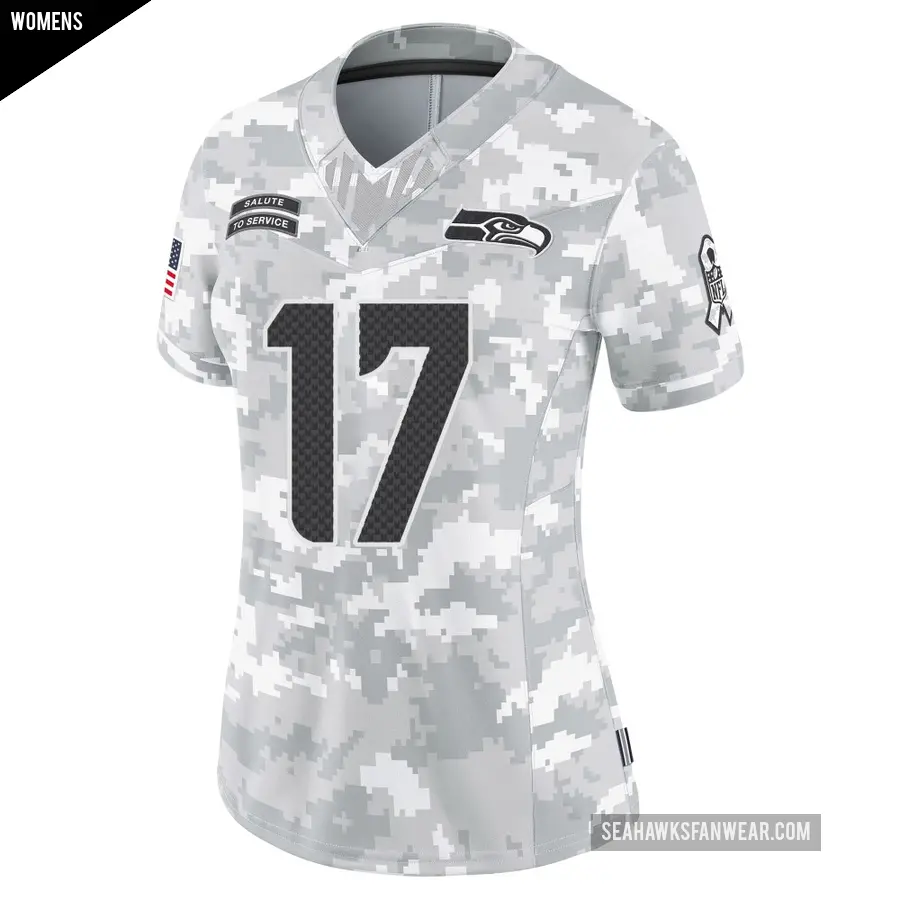 Women&#039;s Seattle Seahawks &#65283;17 Braylon Edwards Arctic Camo Limited 2024 Salute to Service Jersey