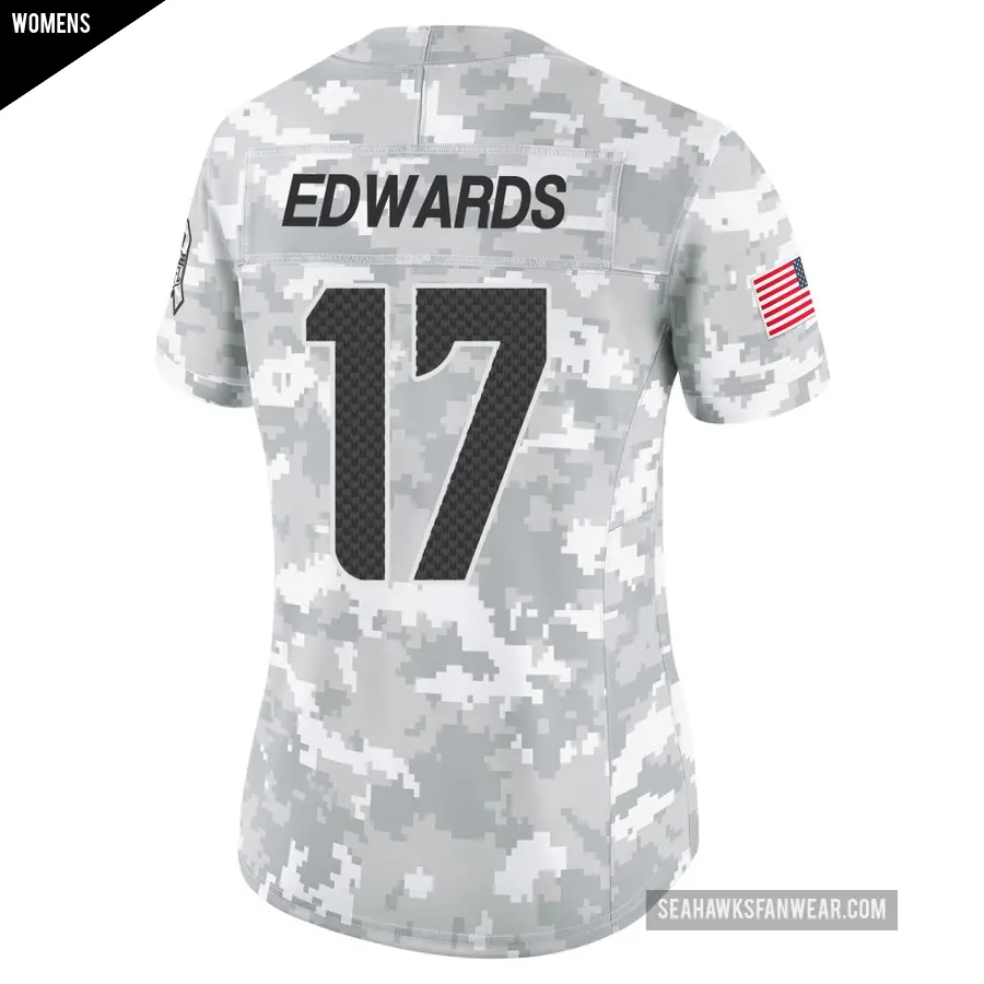 Women&#039;s Seattle Seahawks &#65283;17 Braylon Edwards Arctic Camo Limited 2024 Salute to Service Jersey