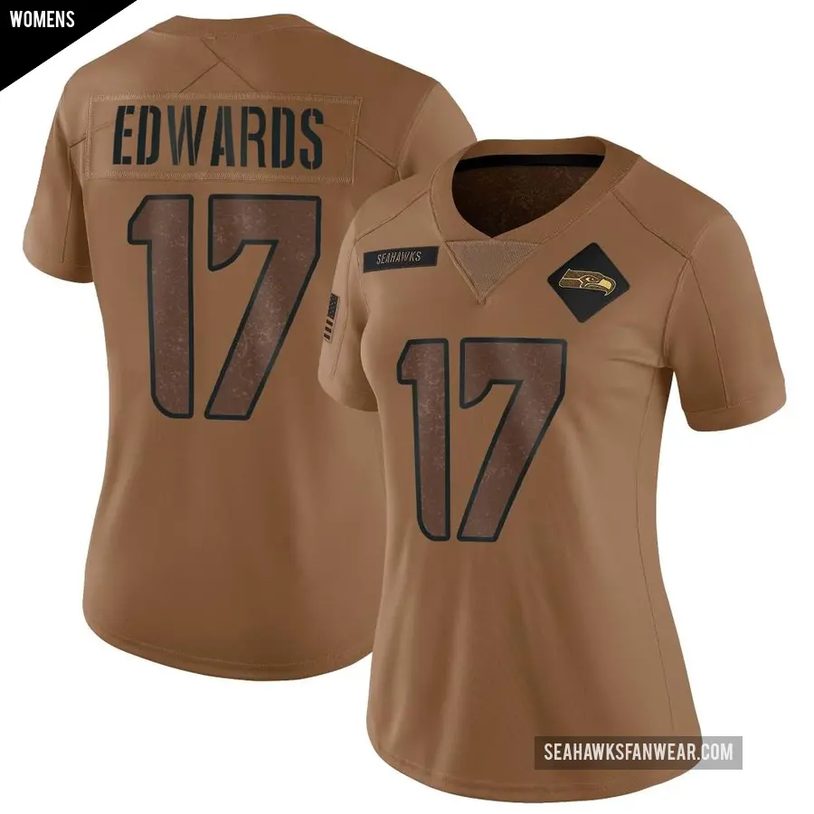 Women's Seattle Seahawks ＃17 Braylon Edwards Brown Limited 2023 Salute To Service Jersey