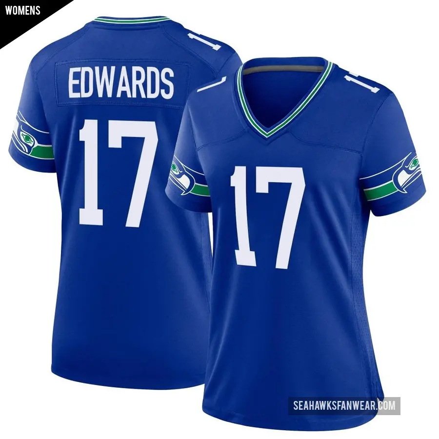 Women's Seattle Seahawks ＃17 Braylon Edwards Royal Game Throwback Jersey
