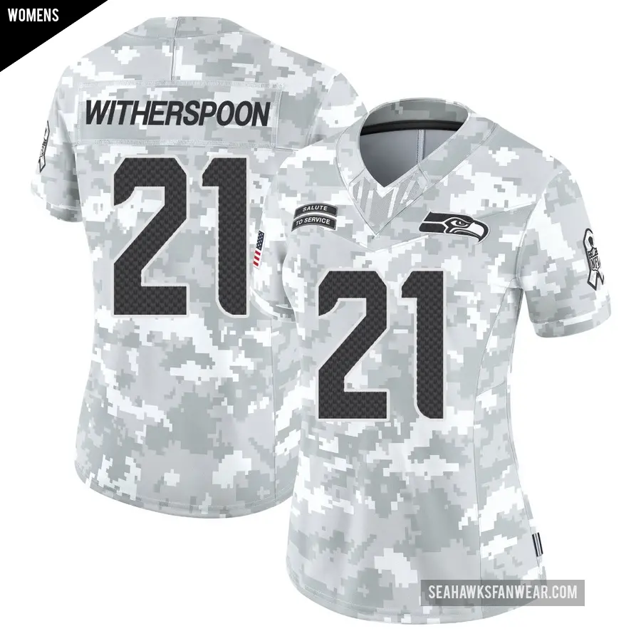 Women's Seattle Seahawks ＃21 Devon Witherspoon Arctic Camo Limited 2024 Salute to Service Jersey