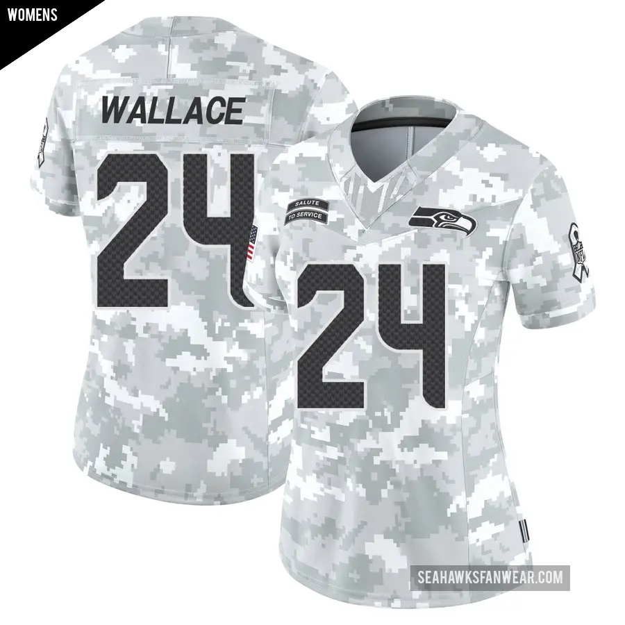 Women's Seattle Seahawks ＃24 K'Von Wallace Arctic Camo Limited 2024 Salute to Service Jersey