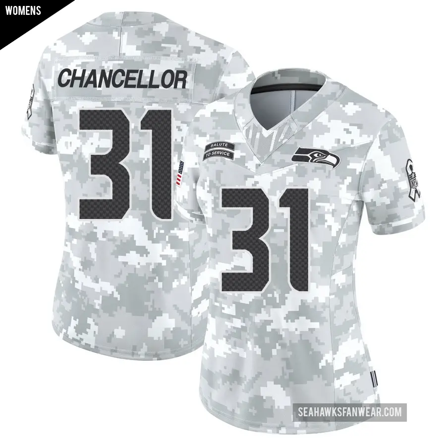 Women's Seattle Seahawks ＃31 Kam Chancellor Arctic Camo Limited 2024 Salute to Service Jersey