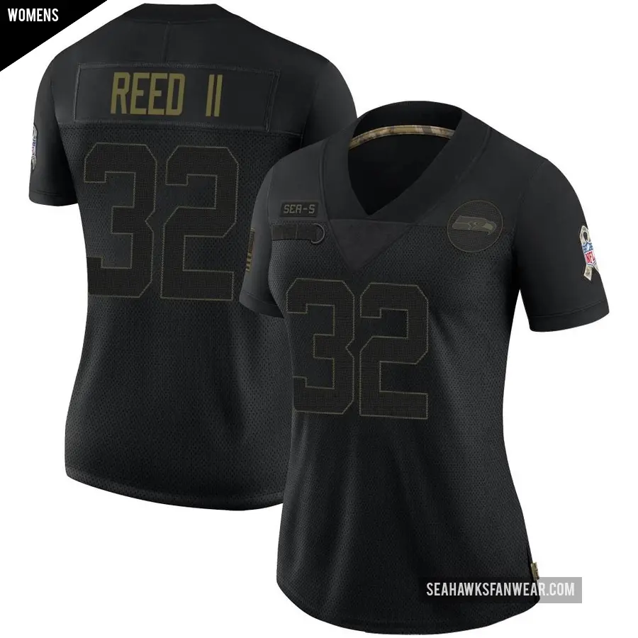Women's Seattle Seahawks ＃32 Jerrick Reed II Black Limited 2020 Salute To Service Jersey