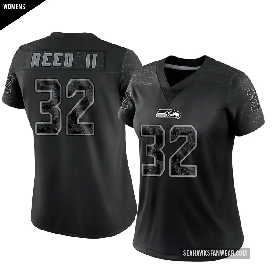 Women's Seattle Seahawks ＃32 Jerrick Reed II Black Limited Reflective Jersey