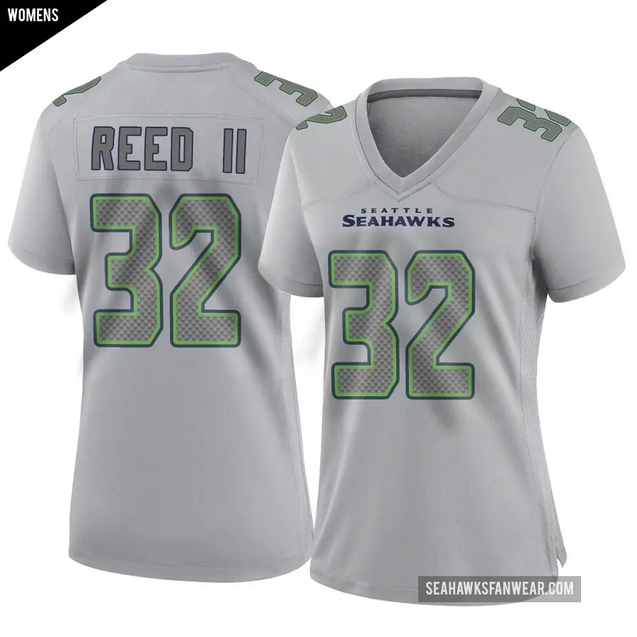 Women's Seattle Seahawks ＃32 Jerrick Reed II Gray Game Atmosphere Fashion Jersey