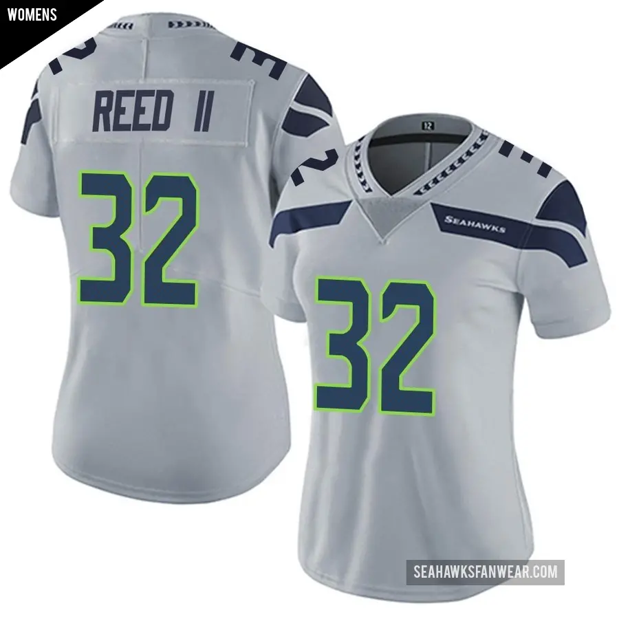 Women's Seattle Seahawks ＃32 Jerrick Reed II Gray Limited Alternate Vapor Untouchable Jersey
