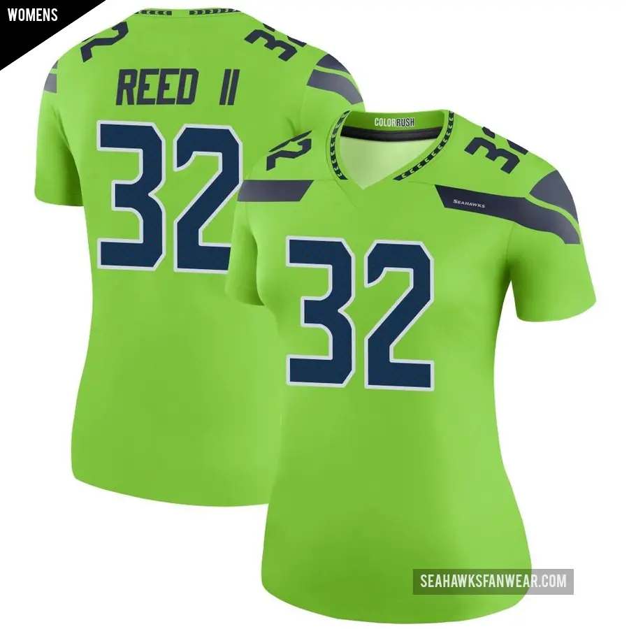 Women's Seattle Seahawks ＃32 Jerrick Reed II Green Legend Color Rush Neon Jersey