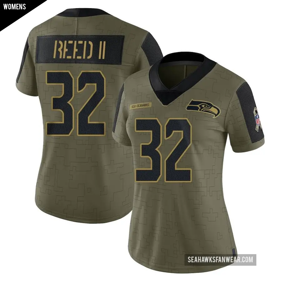Women's Seattle Seahawks ＃32 Jerrick Reed II Olive Limited 2021 Salute To Service Jersey
