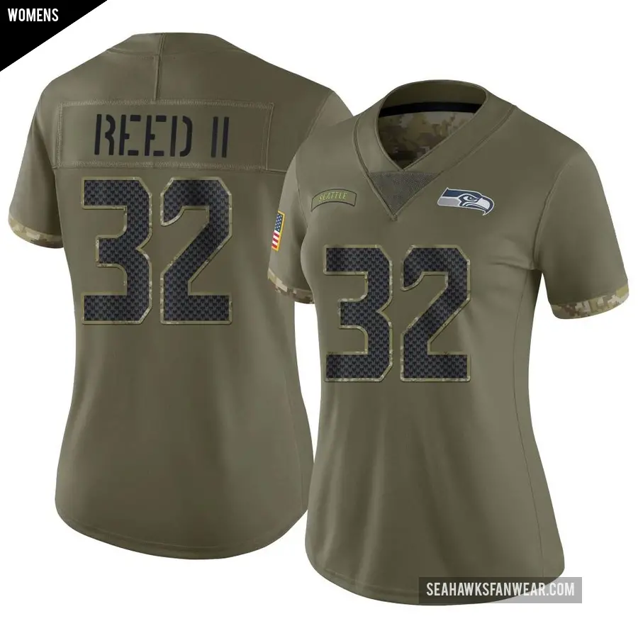 Women's Seattle Seahawks ＃32 Jerrick Reed II Olive Limited 2022 Salute To Service Jersey