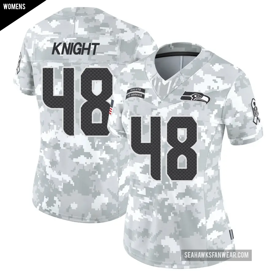 Women's Seattle Seahawks ＃48 Tyrice Knight Arctic Camo Limited 2024 Salute to Service Jersey