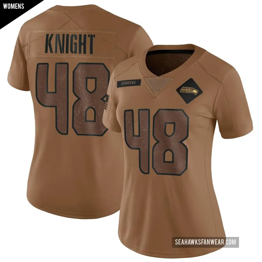 Women's Seattle Seahawks ＃48 Tyrice Knight Brown Limited 2023 Salute To Service Jersey