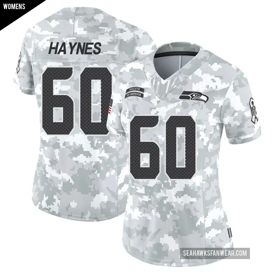Women's Seattle Seahawks ＃60 Phil Haynes Arctic Camo Limited 2024 Salute to Service Jersey