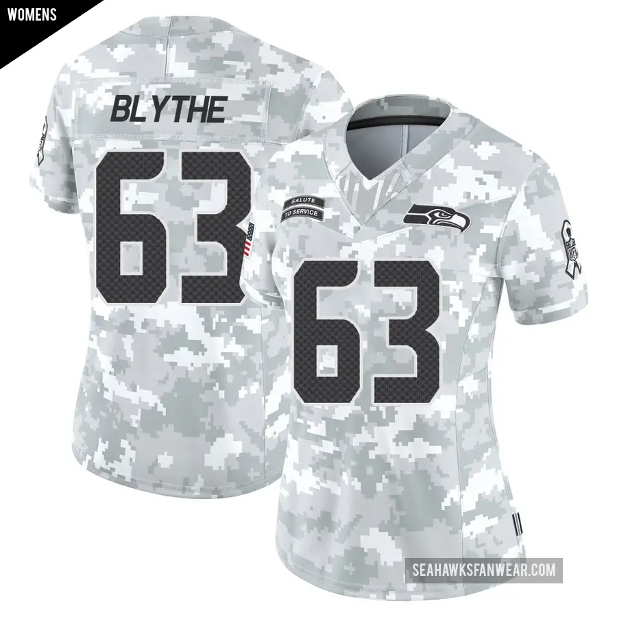 Women's Seattle Seahawks ＃63 Austin Blythe Arctic Camo Limited 2024 Salute to Service Jersey
