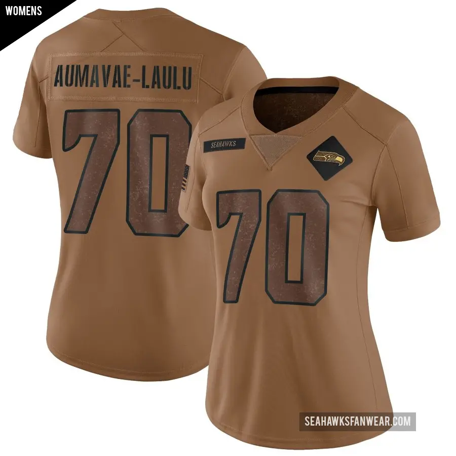 Women's Seattle Seahawks ＃70 Malaesala Aumavae-Laulu Brown Limited 2023 Salute To Service Jersey