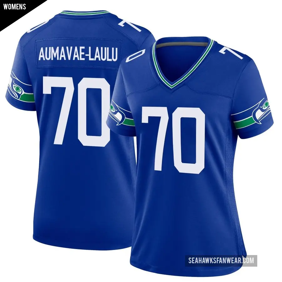 Women's Seattle Seahawks ＃70 Malaesala Aumavae-Laulu Royal Game Throwback Jersey