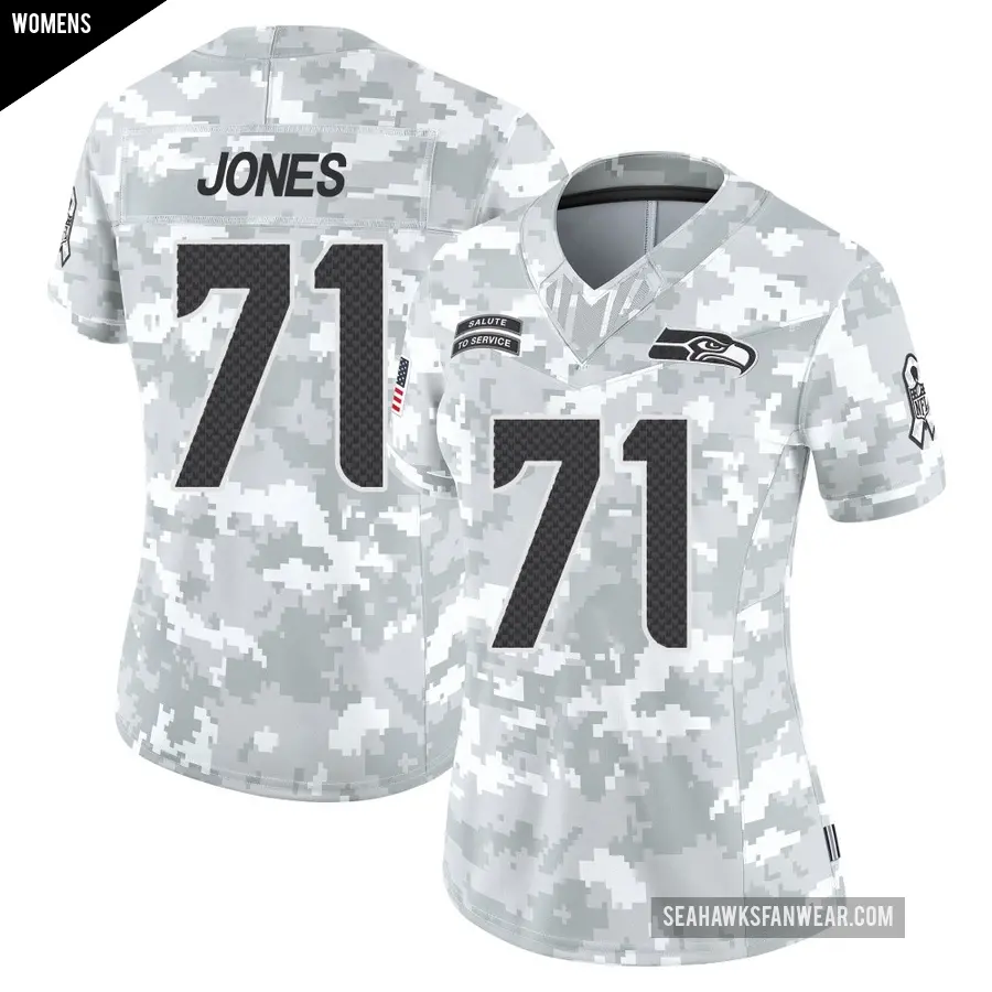 Women's Seattle Seahawks ＃71 Walter Jones Arctic Camo Limited 2024 Salute to Service Jersey