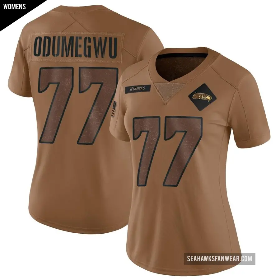 Women's Seattle Seahawks ＃77 Kenneth Odumegwu Brown Limited 2023 Salute To Service Jersey