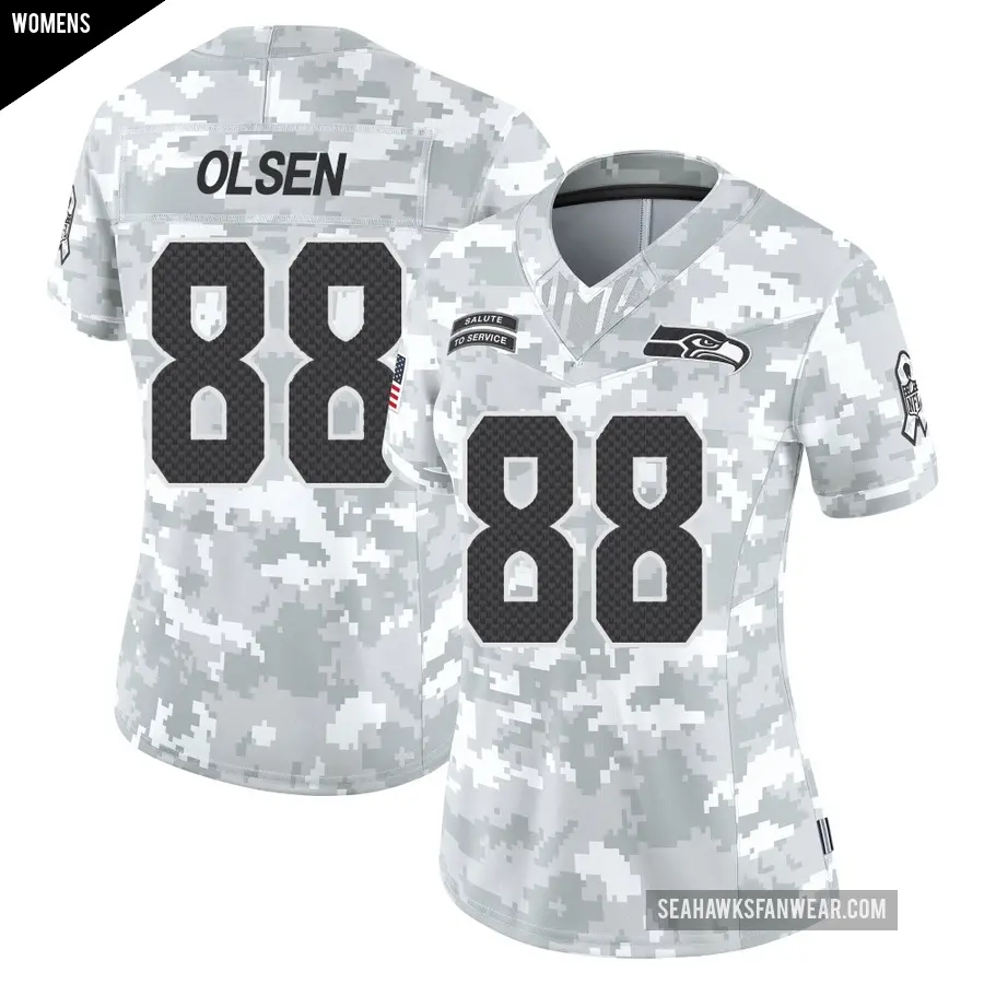 Women's Seattle Seahawks ＃88 Greg Olsen Arctic Camo Limited 2024 Salute to Service Jersey