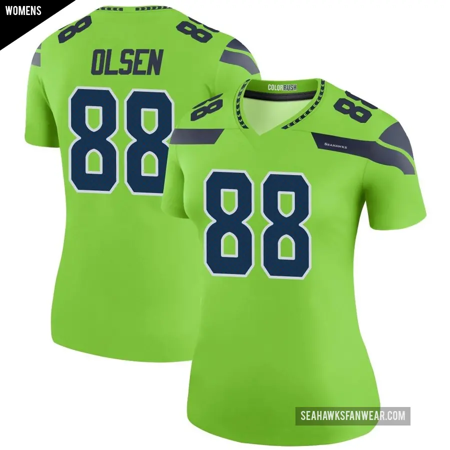 Women s Seattle Seahawks 88 Greg Olsen Green Legend Color Rush Neon Jersey Seahawks Store