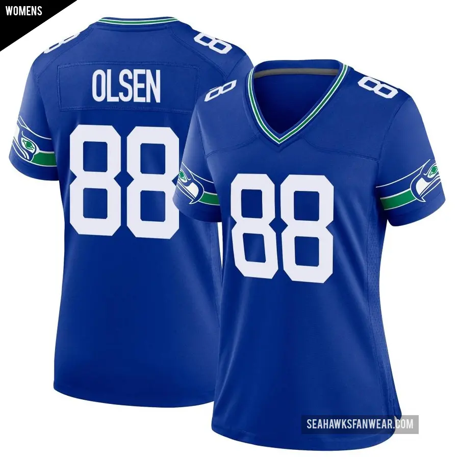 Women's Seattle Seahawks ＃88 Greg Olsen Royal Game Throwback Jersey
