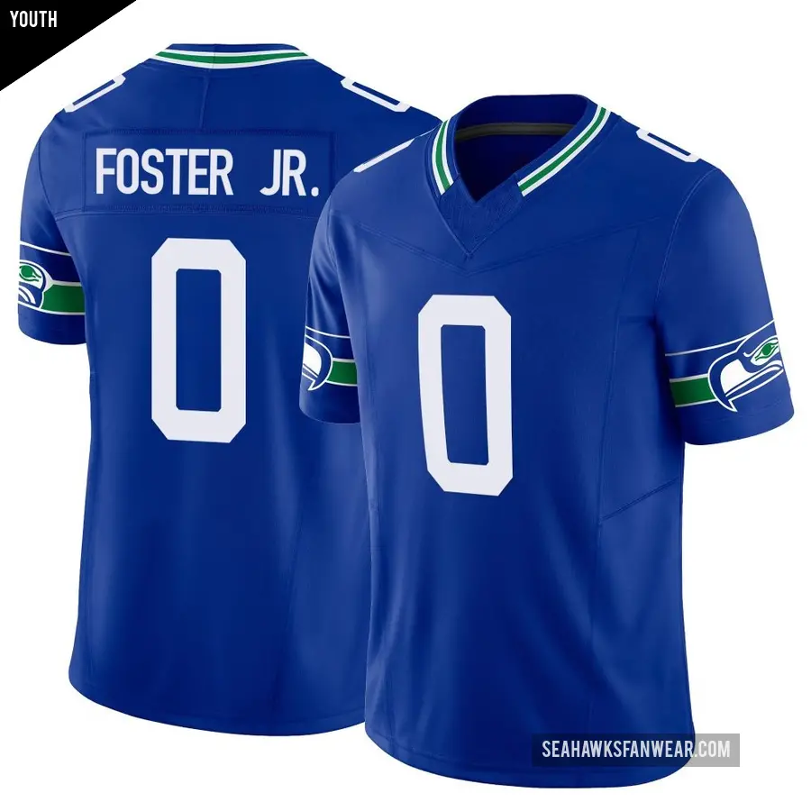 Youth Seattle Seahawks ＃0 Montorie Foster Jr. Royal Limited Throwback Vapor F.U.S.E. Jersey