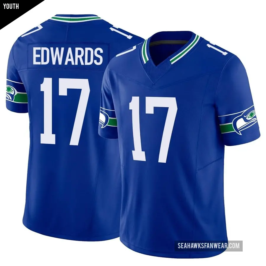 Youth Seattle Seahawks ＃17 Braylon Edwards Royal Limited Throwback Vapor F.U.S.E. Jersey