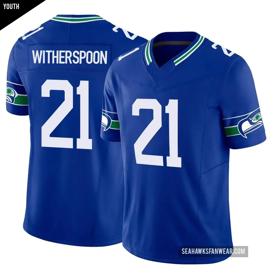 Youth Seattle Seahawks ＃21 Devon Witherspoon Royal Limited Throwback Vapor F.U.S.E. Jersey