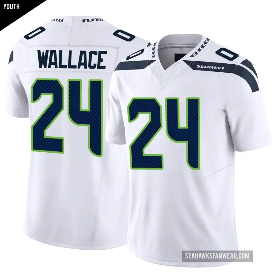 Youth Seattle Seahawks ＃24 K'Von Wallace White Limited Vapor F.U.S.E. Jersey